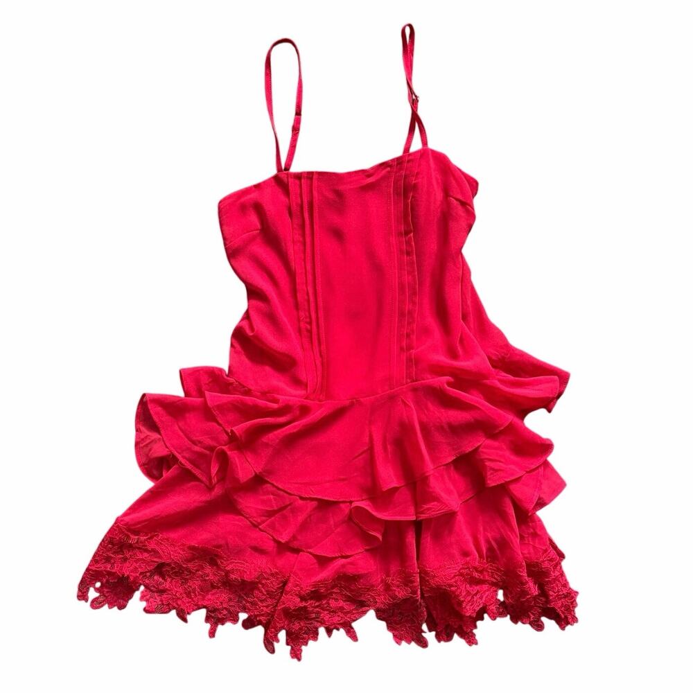 Wild Fable Red Gameday Collection Drop-Waist Ruffle Mini Dress Size XXS NWT